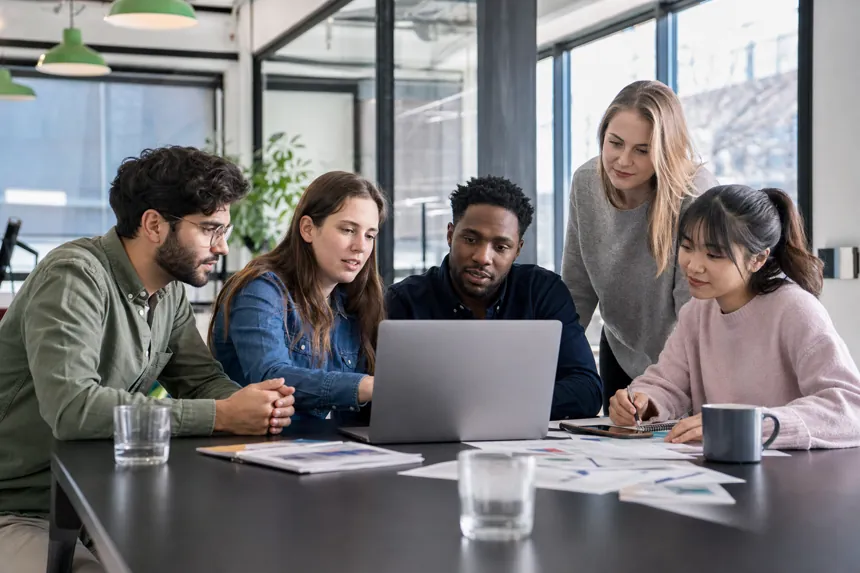 Marketing team collaborating, AI image by Pixazo
