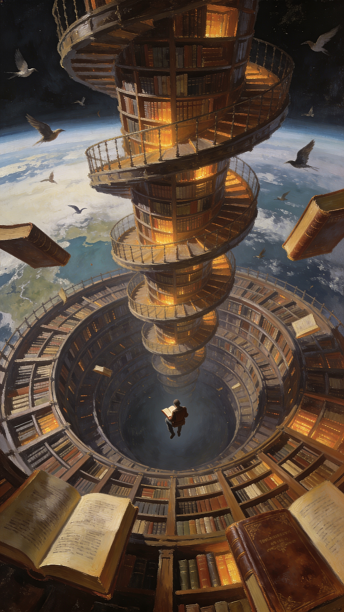 Endless spiral library
